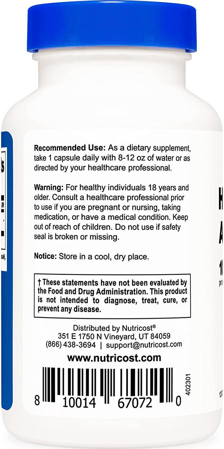 Nutricost Hyaluronic Acid Capsules 100mg,120 Veggie Capsules - Gluten Free, Non-GMO