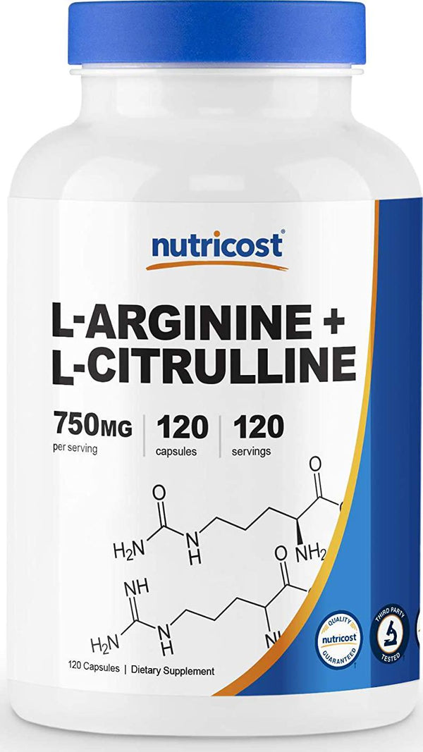 Nutricost L-Arginine L-Citrulline Complex 750mg, 120 Capsules - Non-GMO