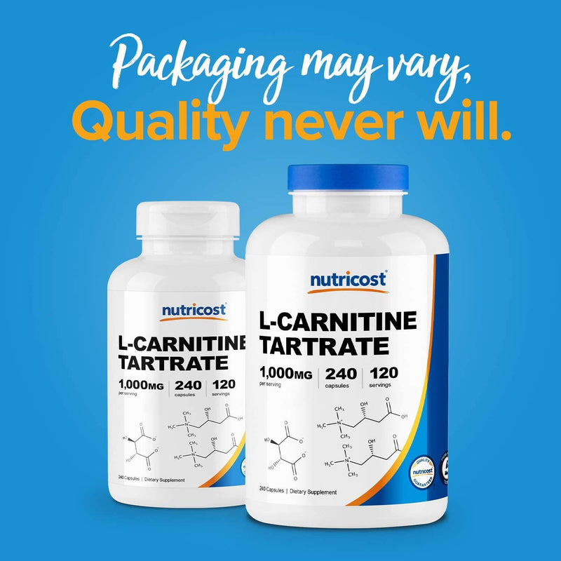 Nutricost L-Carnitine Tartrate 1,000mg, 240 Capsules - 500mg Per Capsule, 120 Servings