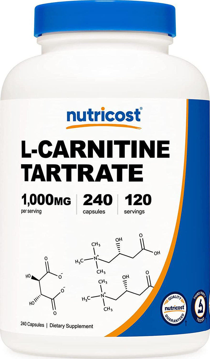 Nutricost L-Carnitine Tartrate 1,000mg, 240 Capsules - 500mg Per Capsule, 120 Servings