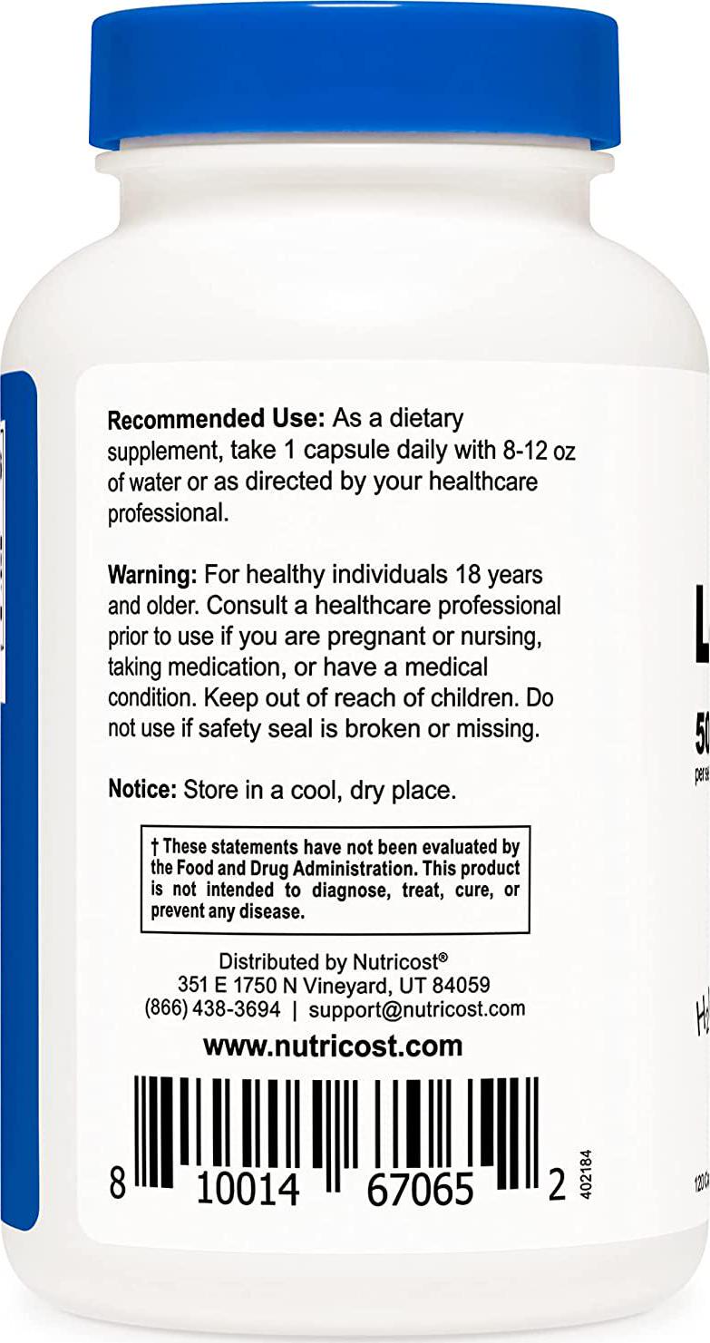 Nutricost L-Carnosine 500mg, 120 Capsules - Veggie Capsules, Non-GMO, Gluten Free, Muscle Function and Strengthening