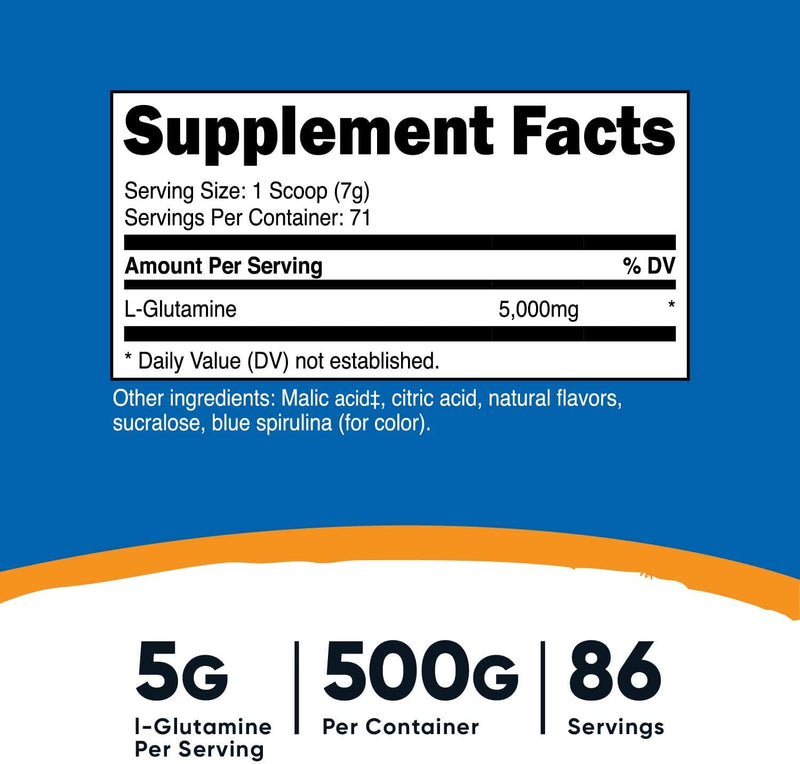 Nutricost L-Glutamine Powder (500 Grams) (Blue Raspberry)