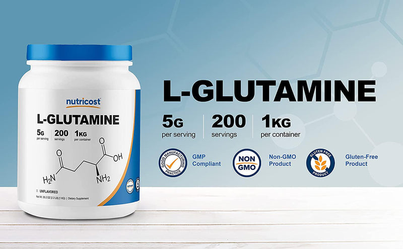 Nutricost L-Glutamine Powder - Pure L Glutamine - 5000Mg Per Serving - High Purity