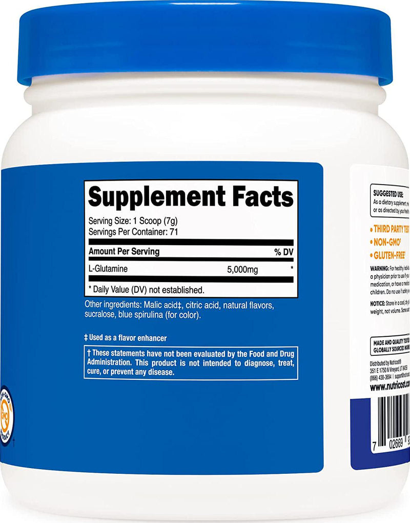 Nutricost L-Glutamine Powder (500 Grams) (Blue Raspberry)