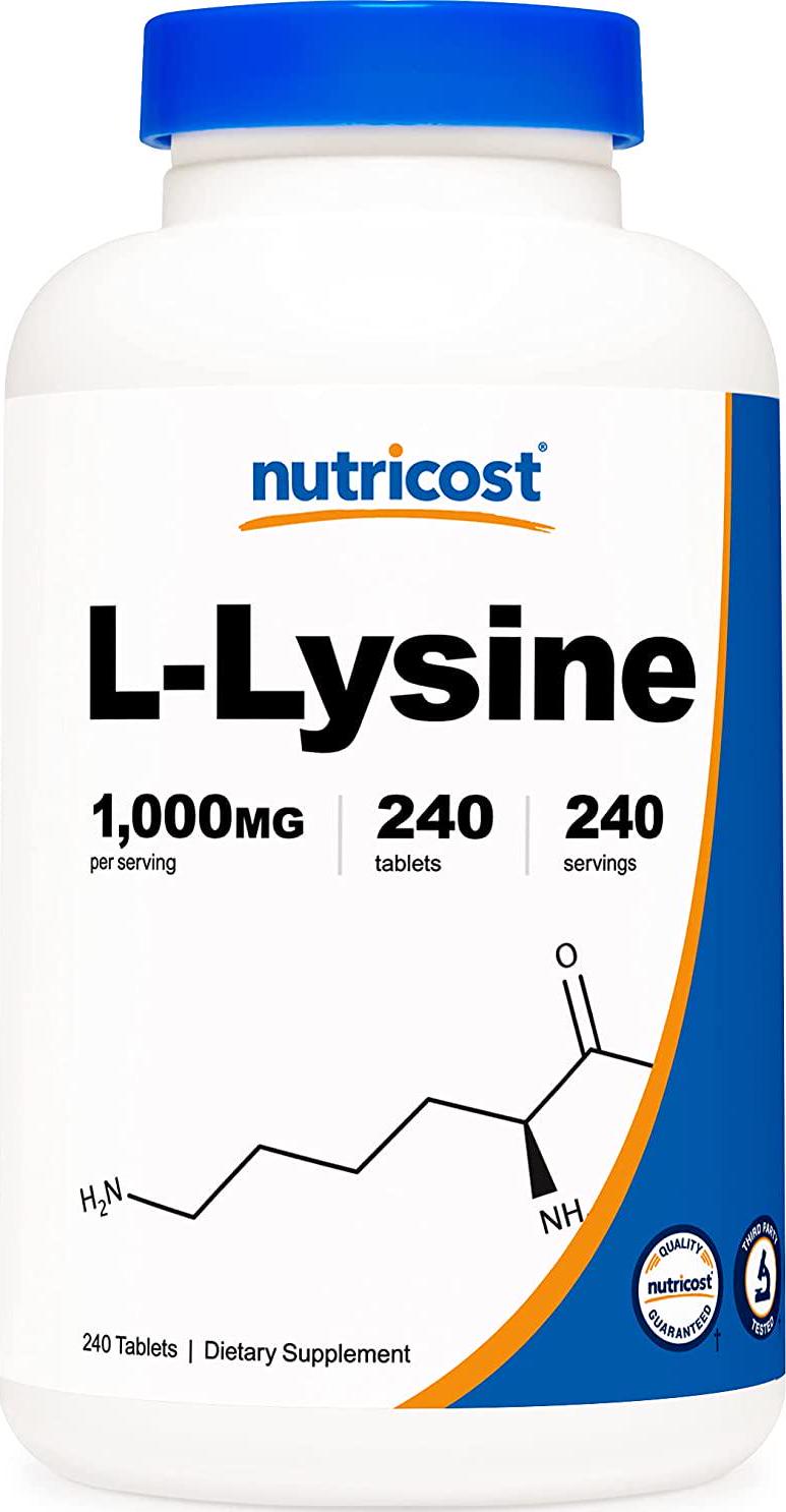 Nutricost L-Lysine 1000mg, 240 Tablets - Gluten Free, Non-GMO, and Vegetarian Friendly