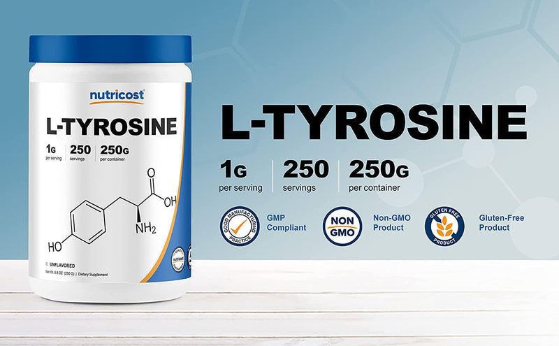 Nutricost L-Tyrosine Powder - Pure L-Tyrosine Powder 250 Grams Unflavored