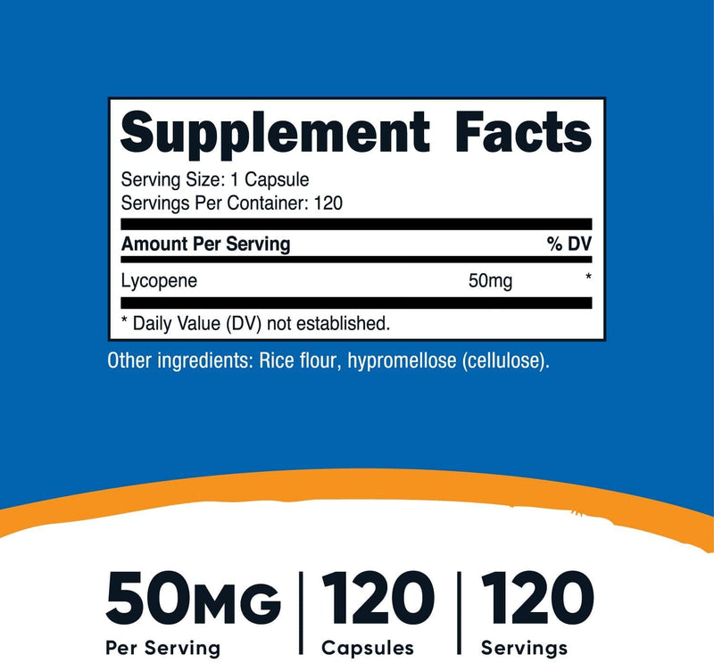 Nutricost Lycopene (50mg) 120 Capsules - Gluten Free, Non-GMO, and Vegetarian Friendly