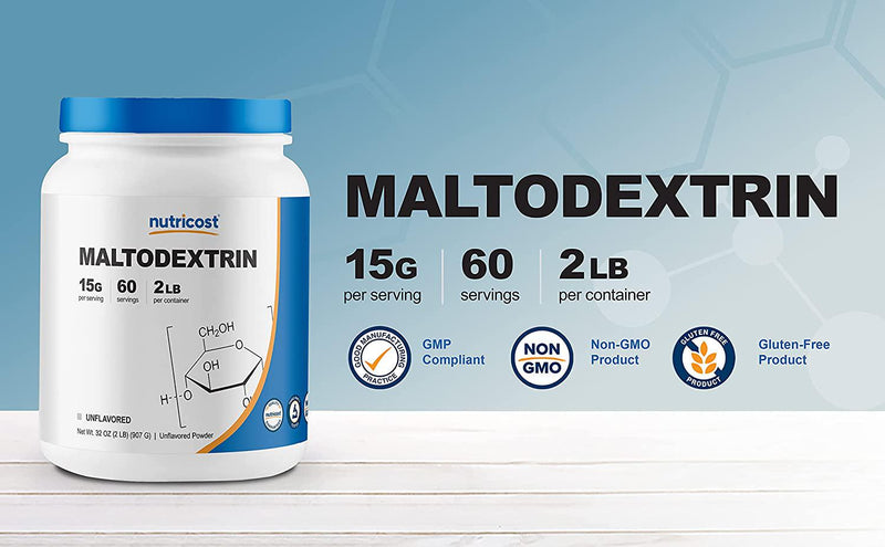 Nutricost Maltodextrin Pulver, 0,9 kg, glutenfrei, gentechnikfrei