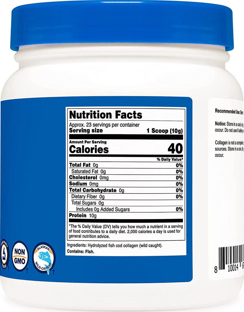 Nutricost Marine Collagen Peptides 8oz from Wild Caught Alaskan Fish, Premium, Hydrolyzed Protein Powder