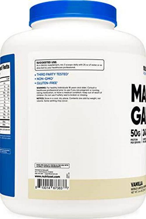 Nutricost Mass Gainer Supplement Vanilla Flavor, 6.4 LBS, 50 Grams Protein and 240 Grams Carbohydrates Per Serving - Non-GMO and Gluten Free