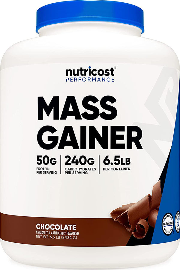 Nutricost Mass Gainer Supplement Chocolate Flavor, 6.5 LBS, 50 Grams Protein and 240 Grams Carbohydrates Per Serving - Non-GMO and Gluten Free