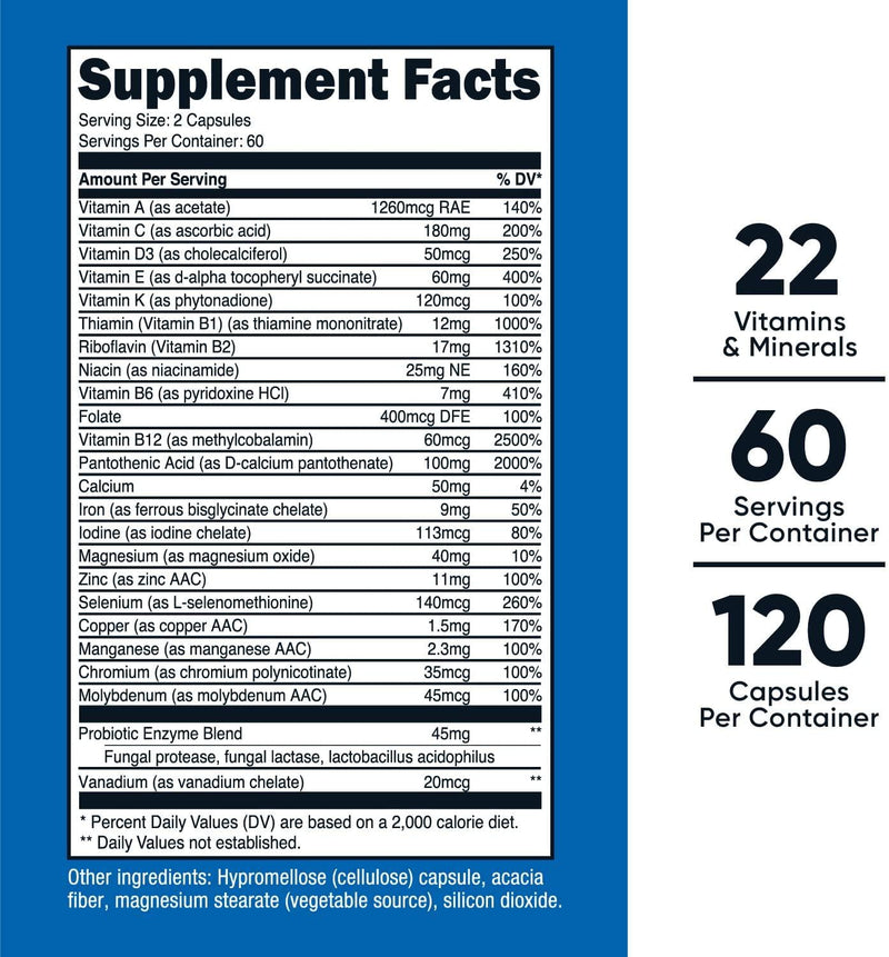 Nutricost Multivitamin With Probiotics, Enzymes, And Antioxidants 1 Bottle