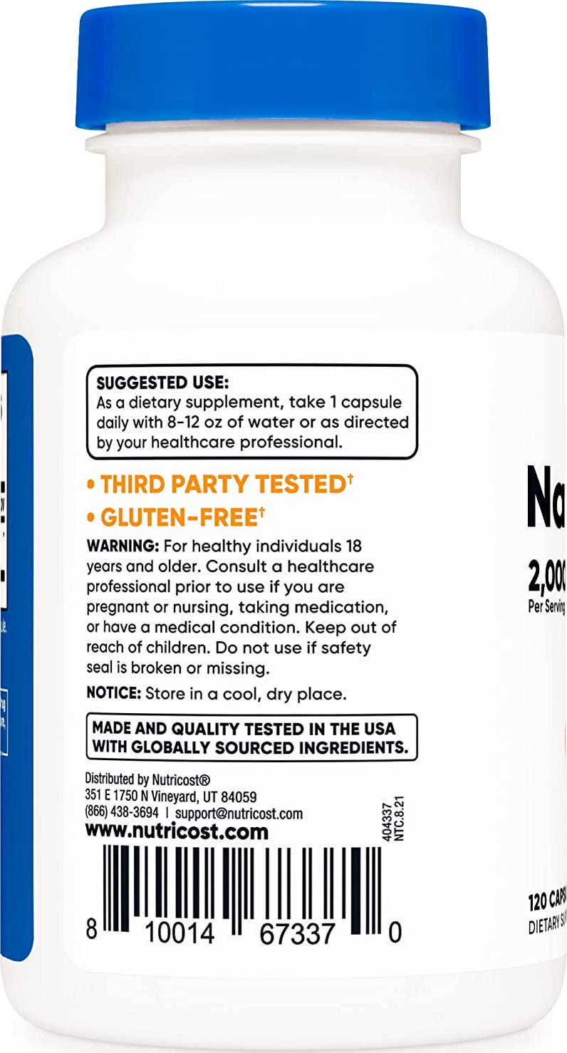 Nutricost Nattokinase 2,000FU, 120 Capsules - Gluten Free, Non-GMO, Vegetarian Friendly