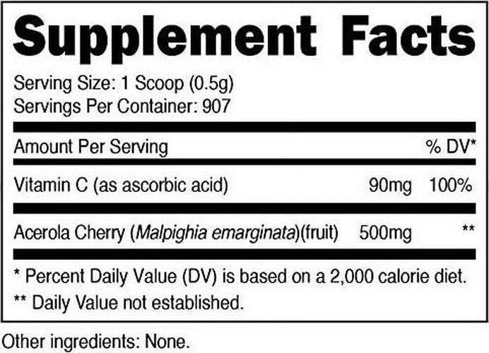 Nutricost Natural Vitamin C - Acerola Cherry Powder - Gluten Free and Non-Gmo