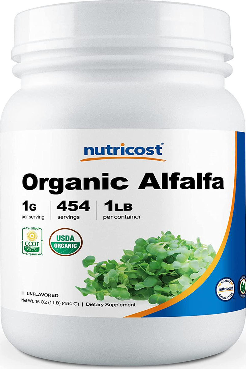 Nutricost Organic Alfalfa Powder 1LB - USDA Certified 100% Organic, Vegan, Non-GMO, Gluten Free