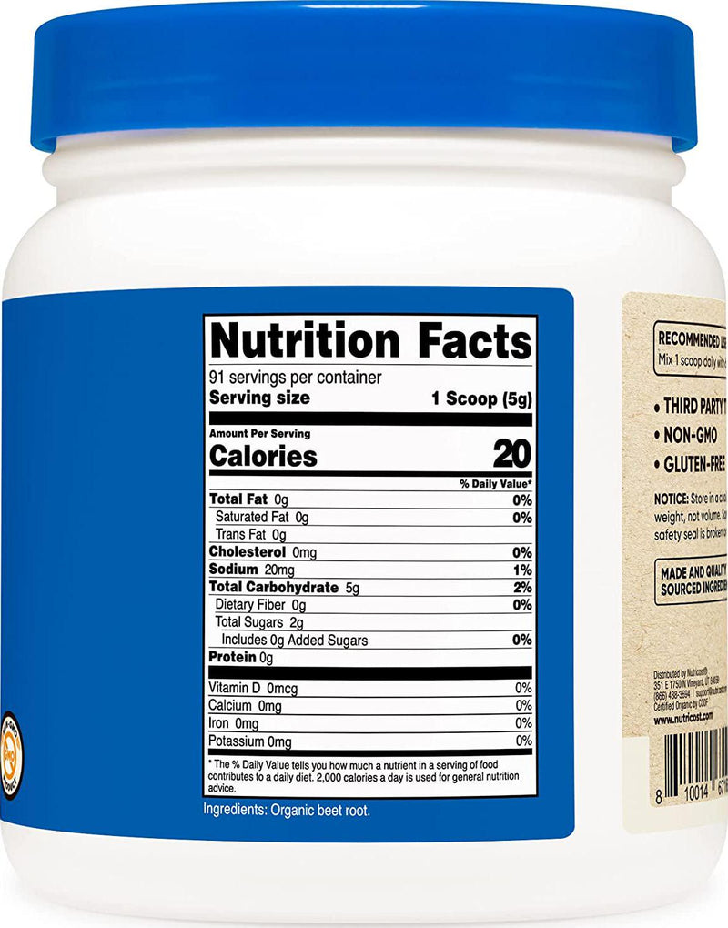 Nutricost Organic Beet Root Powder 1 LB - Superfood, Certified USDA Organic