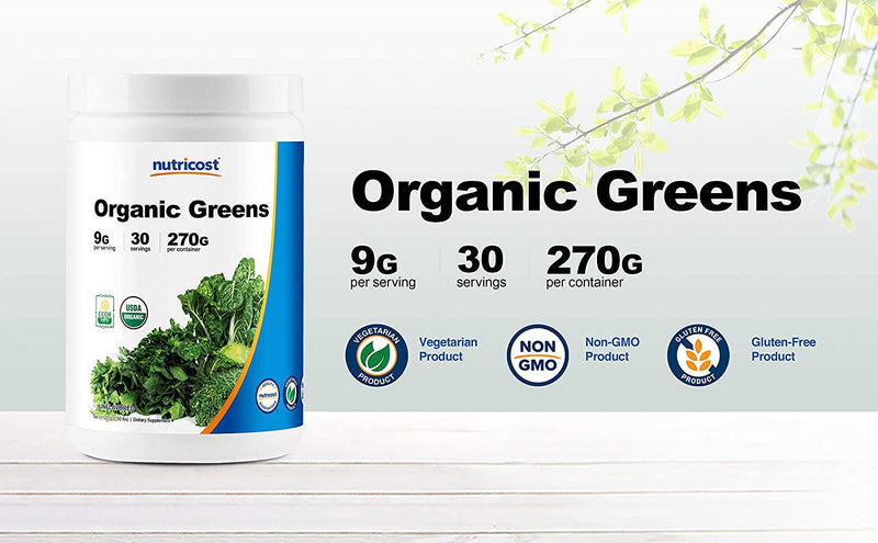 Nutricost Organic Greens Powder, 30 Servings - Superfood Powder, Certified USDA Organic