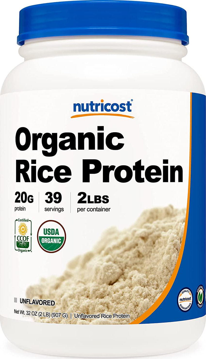 Nutricost Organic Rice Protein Powder 2LBS (Unflavored) - Certified USDA Organic, 20G of Premium Protein Per Serv, Non-GMO