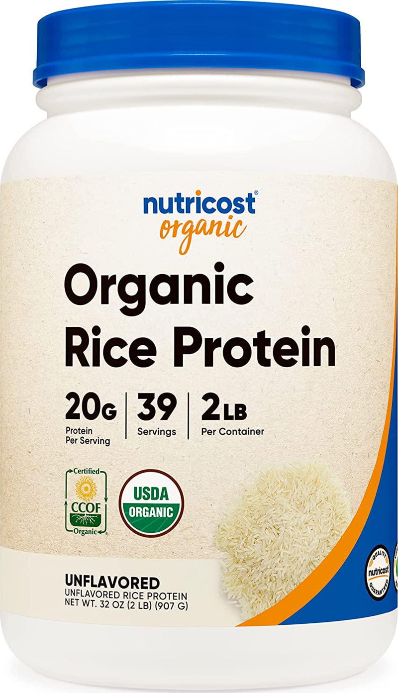 Nutricost Organic Rice Protein Powder 2LBS (Unflavored) - Certified USDA Organic, 20G of Premium Protein Per Serv, Non-GMO