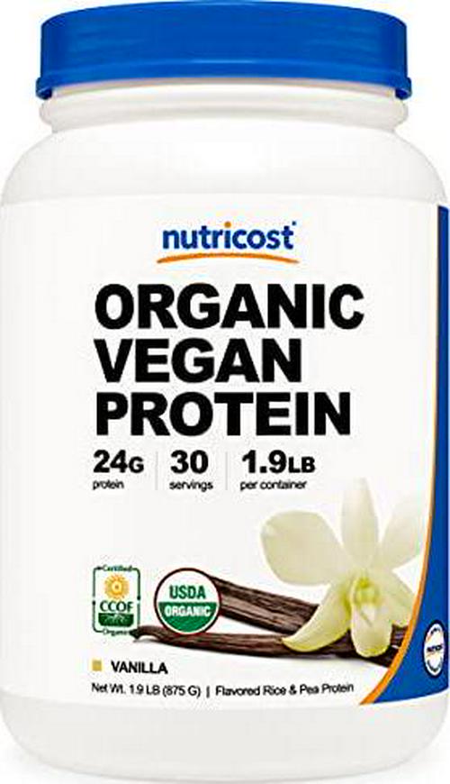 Nutricost Organic Vegan Protein Powder (Vanilla, 2 LBS) - Plant Based, Certified Organic, Vegan Friendly, Gluten Free, Non-GMO