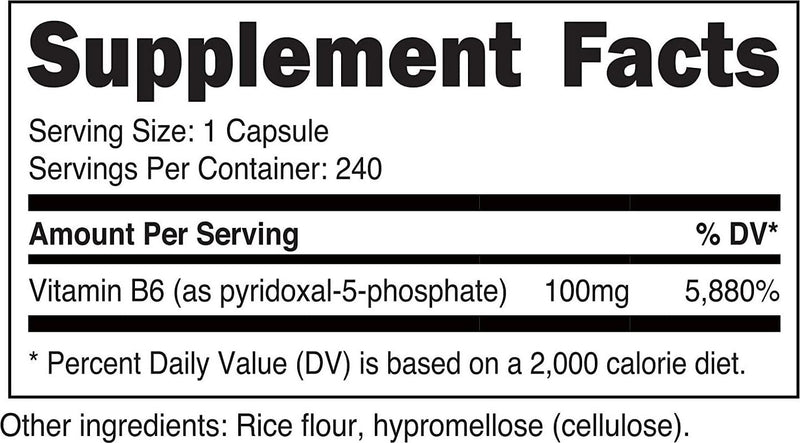 Nutricost P5P Vitamin B6 Supplement 100mg, 240 Capsules (Pyridoxal-5-Phosphate) - Vegetarian Friendly, Non-GMO, Gluten Free