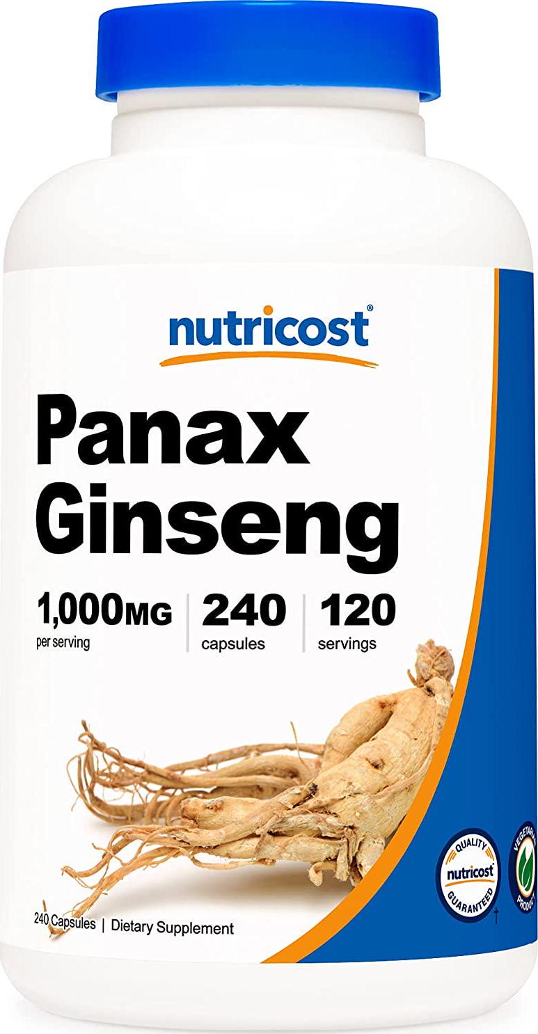 Nutricost Panax Ginseng 1000Mg, 240 Capsules - Non Gmo, Gluten Free, 120 Servings