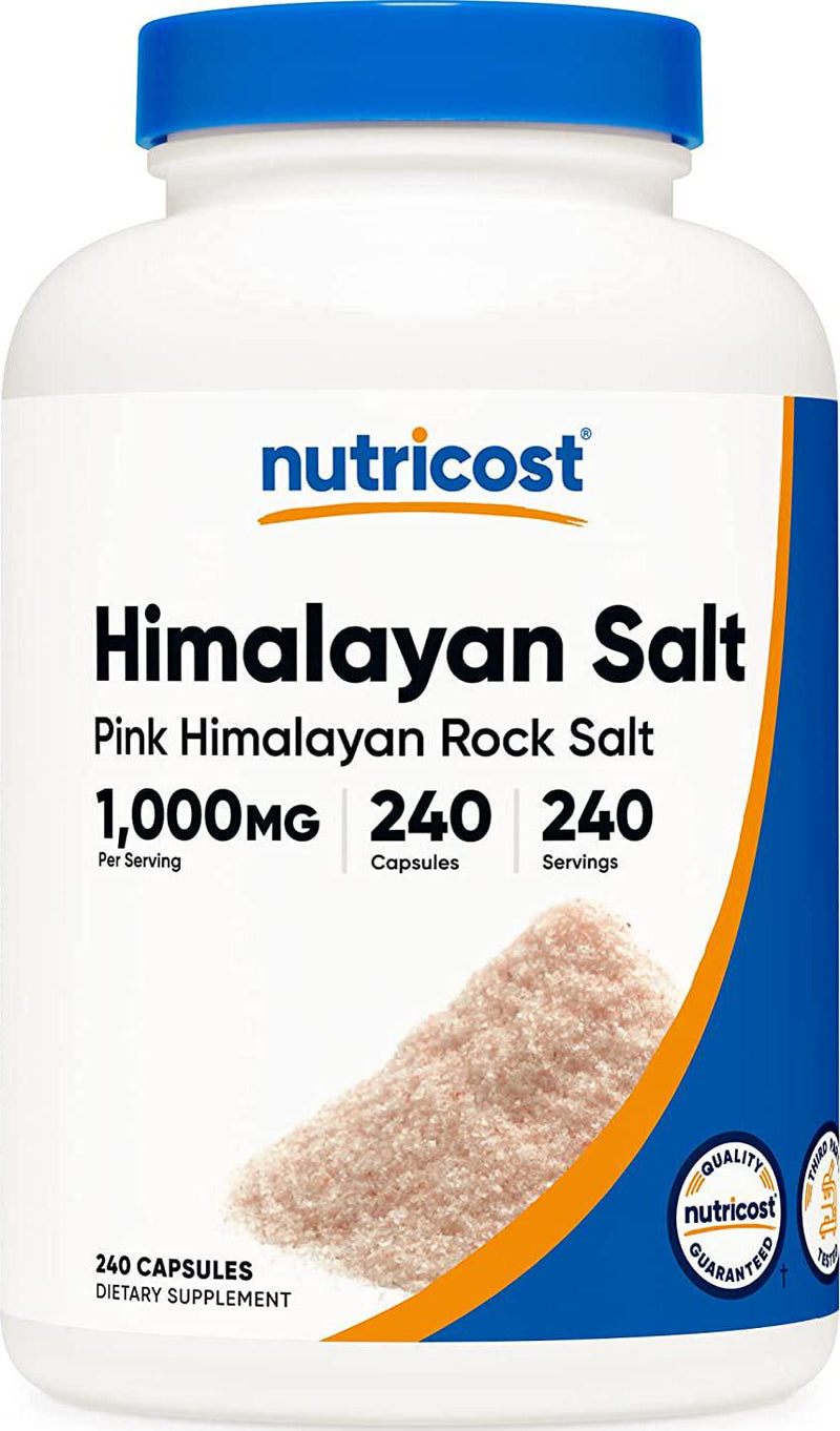 Nutricost Pink Himalayan Salt Capsules 1000mg, 390mg Sodium, 240 Capsules - Non-GMO, Gluten Free