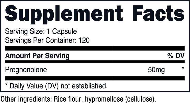 Nutricost Pregnenolone 50mg, 120 Capsules - Non-GMO, Gluten Free, Vegetarian Capsules