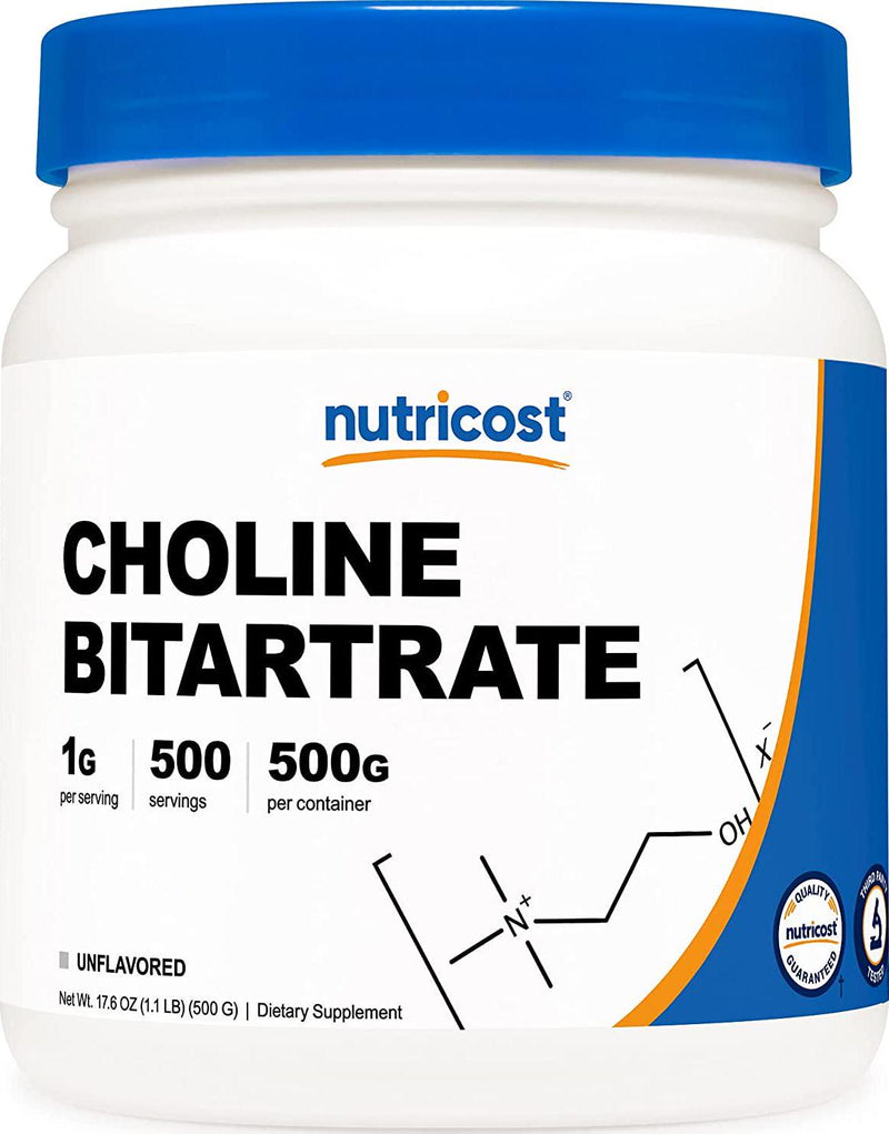 Nutricost Pure Choline Bitartrate Powder 1 500G Bottle