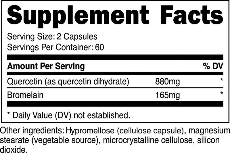 Nutricost Quercetin 800mg, 120 Capsules with Bromelain - 60 Servings, Veggie Capsules, Non-GMO and Gluten Free