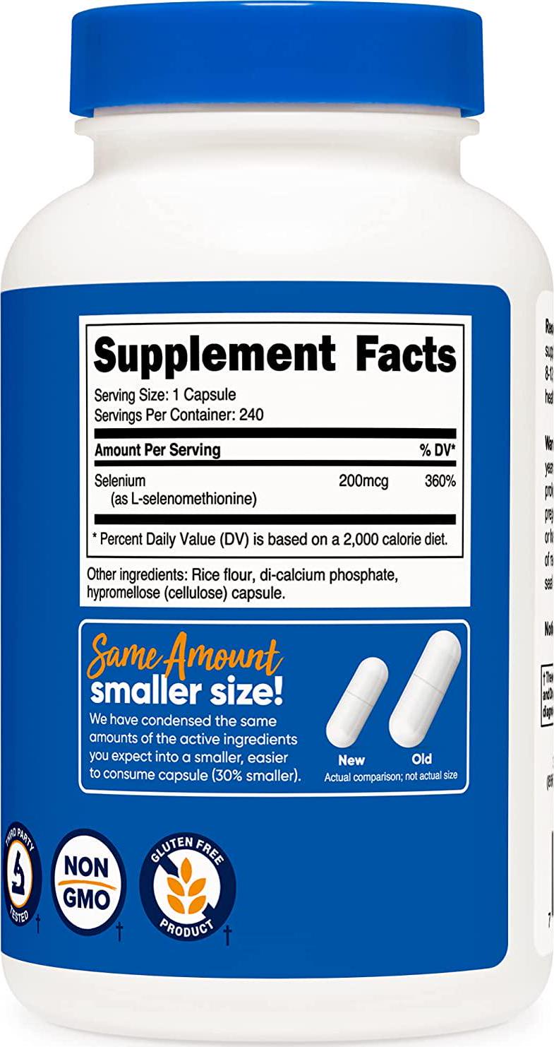 Nutricost Selenium 200Mcg, 240 Veggie Capsules, Non-Gmo, Gluten Free L-Selenomethionine