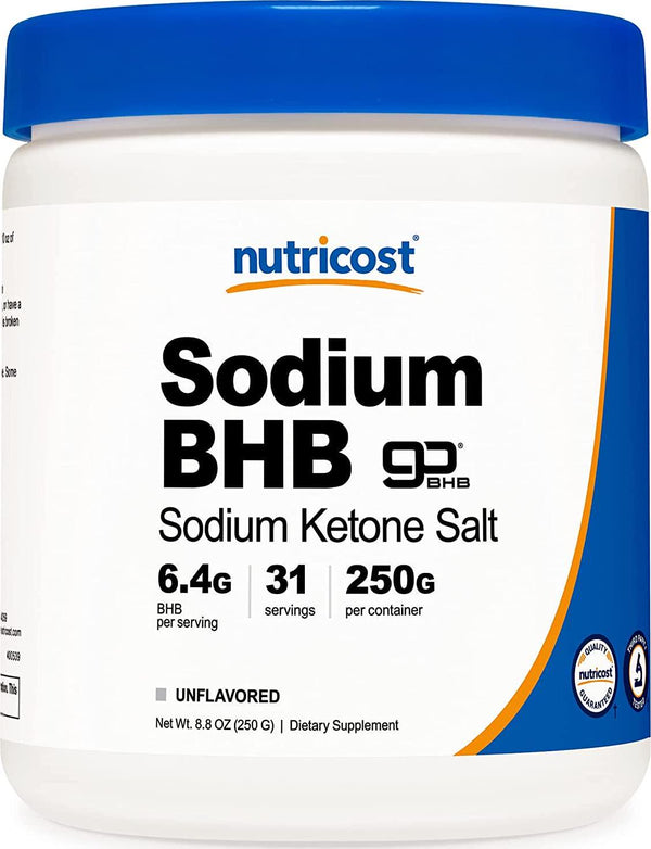 Nutricost Sodium Bhb Salts, Exogenous Ketone Supplement, 6.5G Beta-Hydroxybutyrate Per Serving, 250 Grams