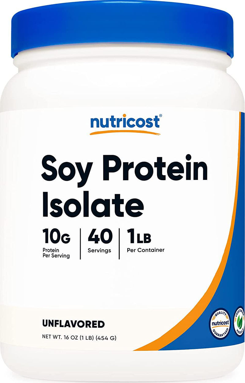 Nutricost Soy Protein Powder, 1 LB Unflavored, 10 Grams of Protein Per Serving, Vegetarian, Non-GMO and Gluten Free