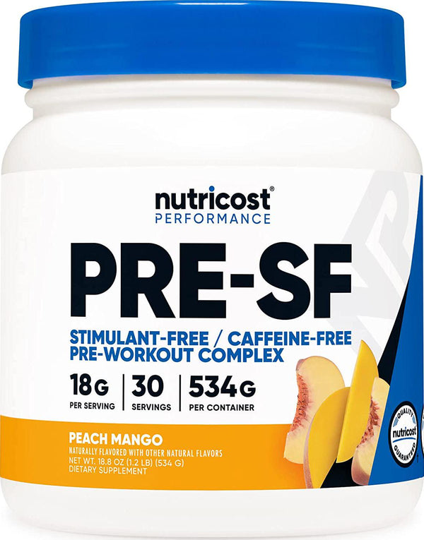 Nutricost Stim-Free Pre-Workout, 30 Servings (Peach Mango) - Non-GMO, Gluten Free