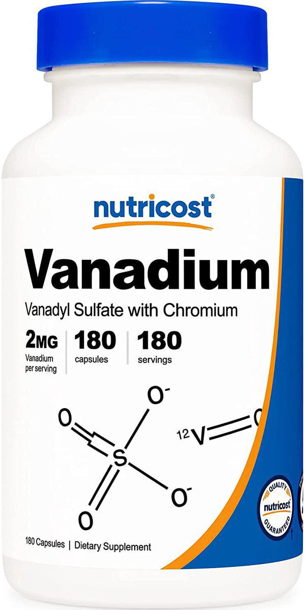 Nutricost Vanadium + Chromium 2mg 180 Veggie Capsules - Gluten Free, Non-GMO - Vanadium Supplement