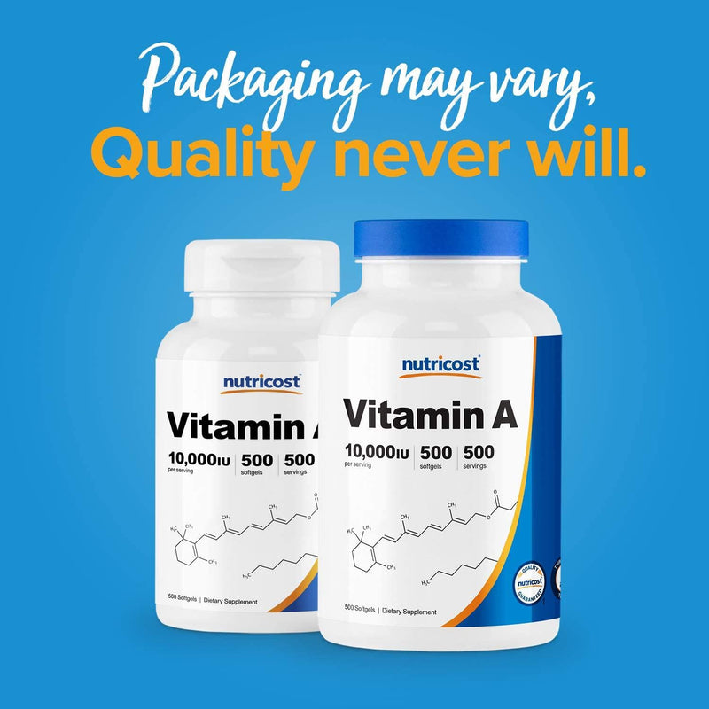 Nutricost Vitamin A 10,000 Iu, 500 Softgel Capsules