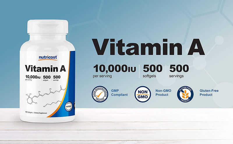 Nutricost Vitamin A 10,000 Iu, 500 Softgel Capsules