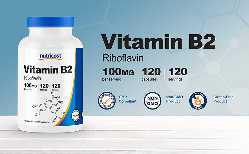 Nutricost Vitamin B2 (Riboflavin) 100mg, 120 Capsules - Gluten Free and Non-GMO