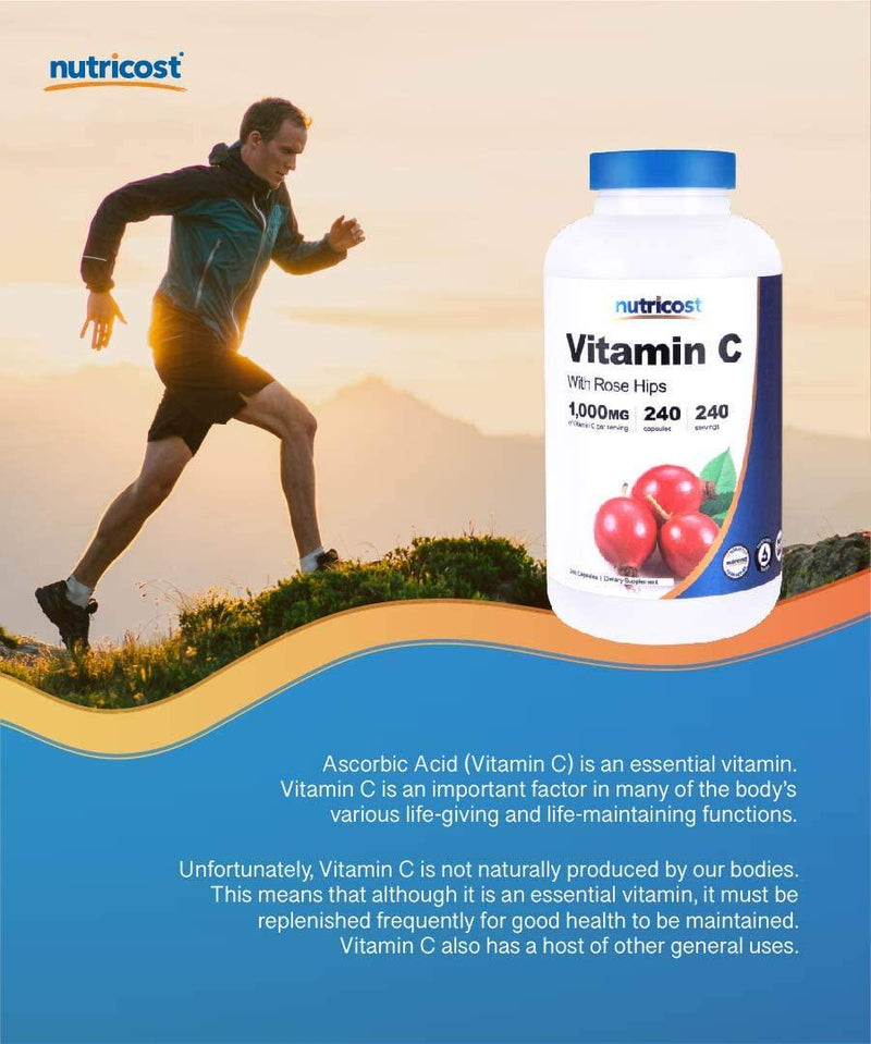 Nutricost Vitamin C With Rose Hips 1025Mg, ules - Premium Non-Gmo, Gluten Free Vitamin C Supplement