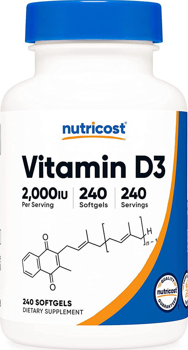 Nutricost Vitamin D3 2000 iu Softgels, 240 Softgels - Non-GMO and Gluten Free