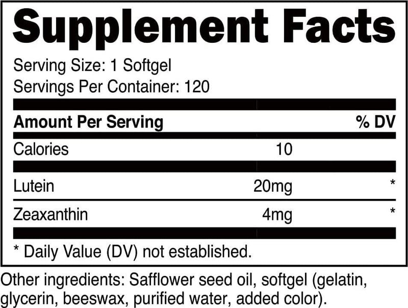 Nutricost Zeaxanthin with Lutein 20mg, 120 Softgels - Potent, Non-GMO, Gluten Free