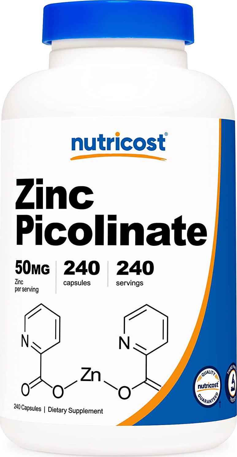 Nutricost Zinc Picolinate 50Mg, 240 Veggie Capsules - Gluten Free And Non-Gmo