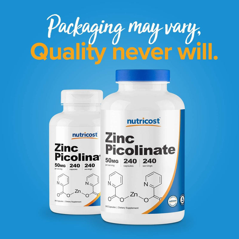 Nutricost Zinc Picolinate 50Mg, 240 Veggie Capsules - Gluten Free And Non-Gmo