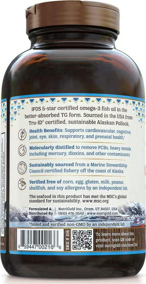 Nutrigold Triple Strength Omega-3 Fish Oil Supplement, 2100 mg, 180 Softgels