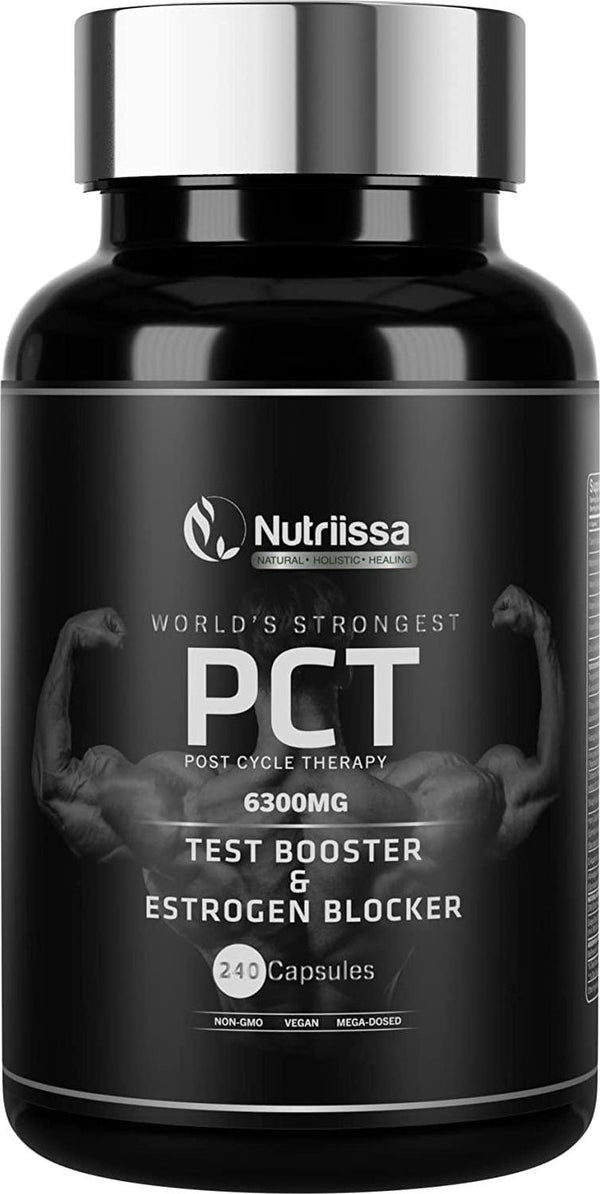 Nutriissa PCT Supplement Premium Post-Cycle Therapy Supplement for Bodybuilders, Weightlifters and Athletes Aromatase Inhibitor and Estrogen Blocker | Post Gear PCT Support Booster 6300mg 240 Caps