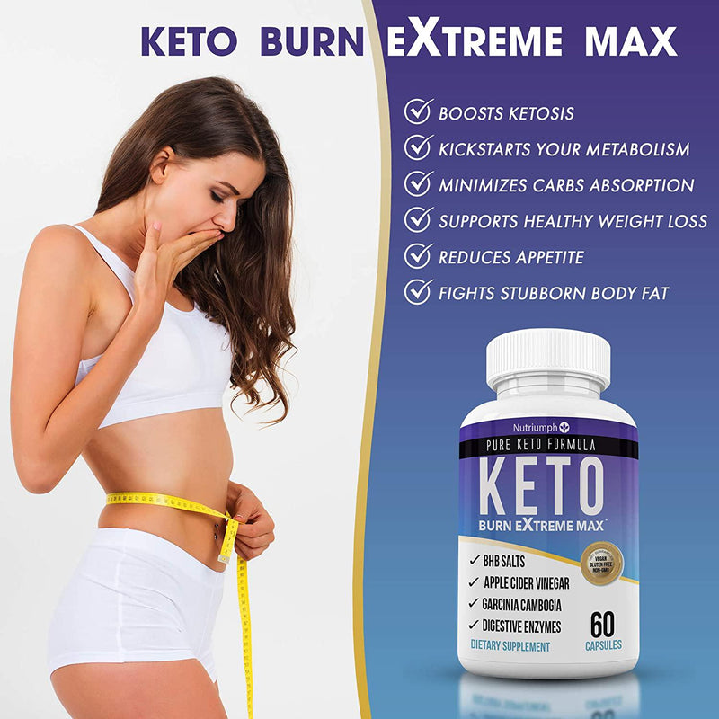 Nutriumph Keto BHB exogenous ketones | Keto Diet Pills | Advanced Ketone Supplement for Women and Men | BHB Salts, Apple Cider Vinegar, Garcinia Cambogia and Digestive Enzymes - 30 Day Supply