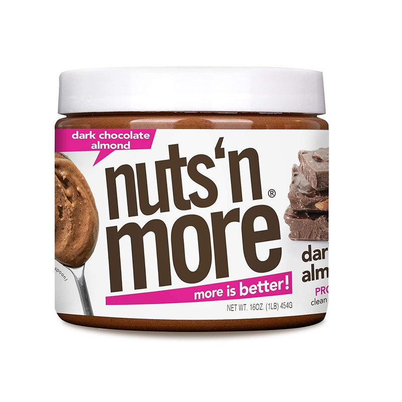 Nuts N More Dark Chocolate Almond Butter Spread, All Natural Keto Snack, Low Carb, Low Sugar, Gluten Free, Non-GMO, High Protein Flavored Nut Butter (15 oz Jar)
