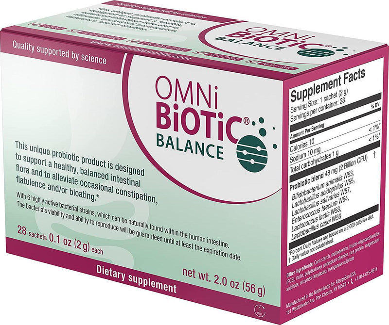 OMNi-BiOTiC Balance Probiotic Immune Support - Bifidobacterium and Lactobacillus - Hypoallergenic - Immune Booster Supplement for Men and Women - Non-GMO (28 Daily Packets)