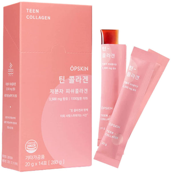 [OPSKIN]Teen Collagen - Grape Fruit Flavored Collagen Gummy Easiest Eating Collagen Supplements for Beauty Skin and Hair with Vitamin C, 14 Pieces