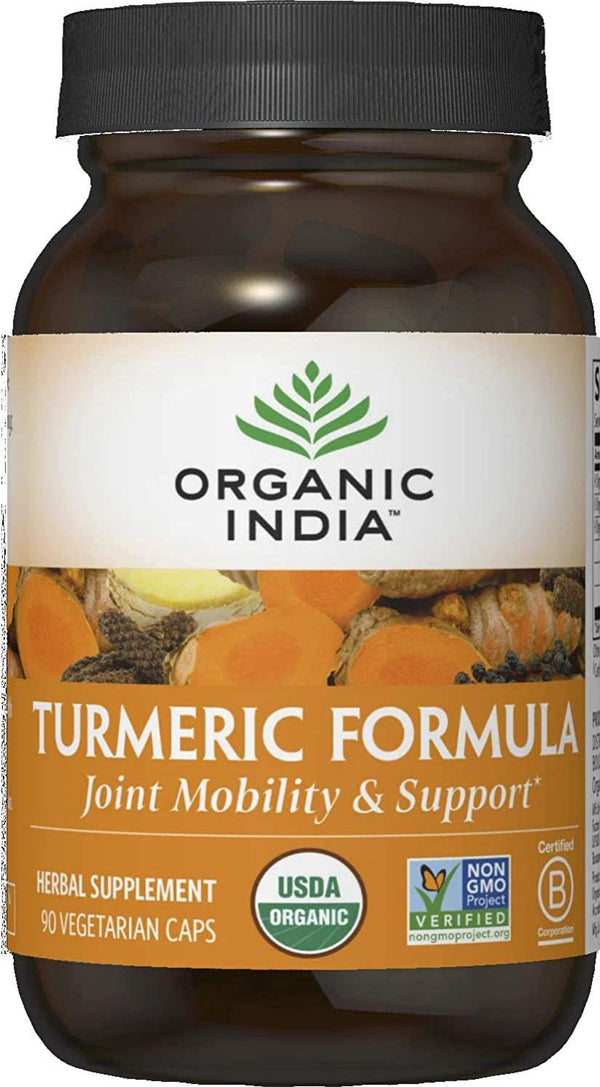 ORGANIC INDIA Natural Turmeric Root Veg Capsules, Usda Certified Organic, High Bioavailability Formula, 90 Capsules